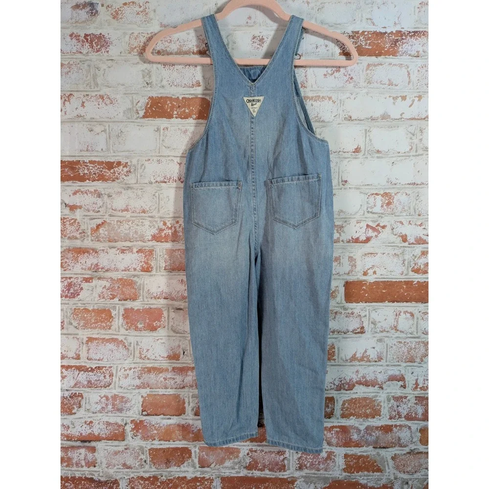 OshKosh Denim Overalls Kids 5T Light Blue Floral Embroidered Jeans 6J698810